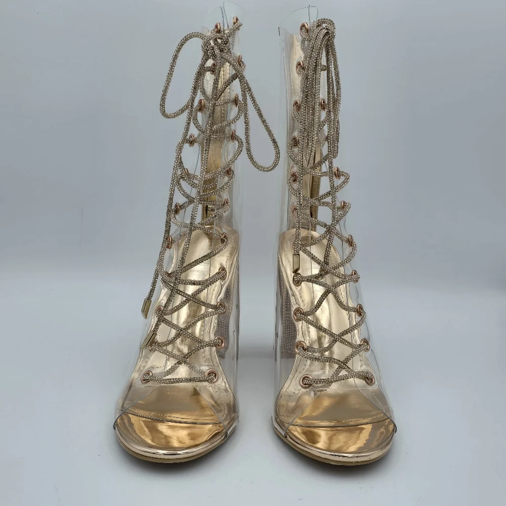 NWOT Cape Robbin Lookey Rose Gold Clear See-through Transparent Heeled Booties - Picture 3 of 16